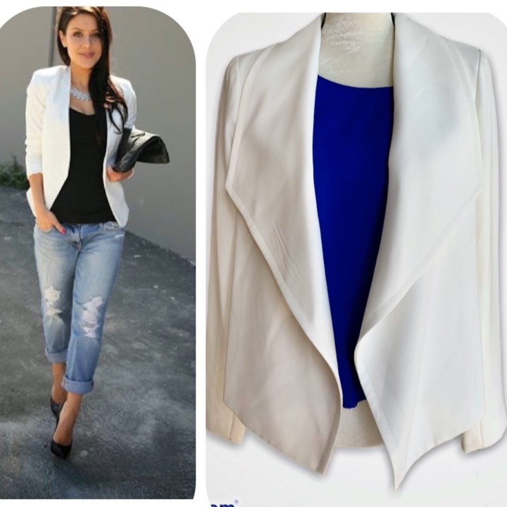 Tommy Hilfiger Size 8 White Draped Blazer